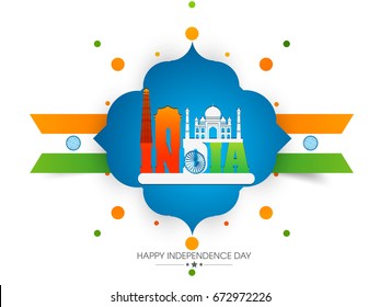 Happy Independence day India, Vector illustration, Flyer design for 15th August.