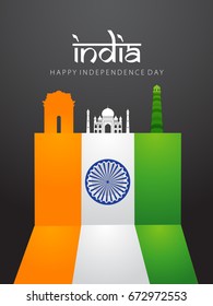 Happy Independence day India, Vector illustration, Flyer design for 15th August.