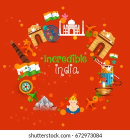 Happy Independence day India, Vector illustration, Flyer design for 15th August.