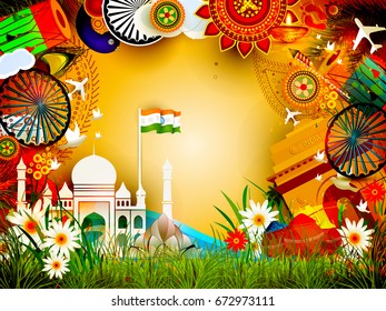 Happy Independence day India, Vector illustration, Flyer design for 15th August.