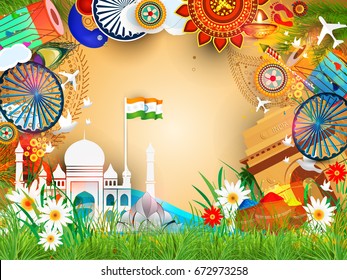 Happy Independence day India, Vector illustration, Flyer design for 15th August.