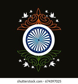 Happy Independence day India, Vector illustration, Flyer design for 15th August.
