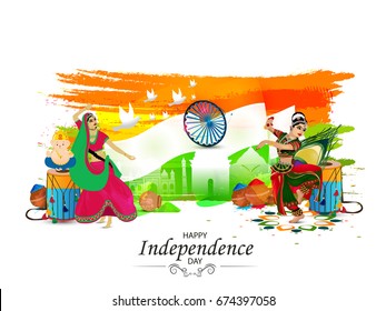 Happy Independence day India, Vector illustration, Flyer design for 15th August.