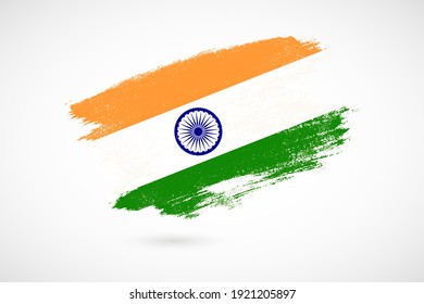 Happy independence day of India with vintage style brush flag background