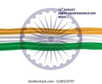 Happy independence day of india with wavy flag