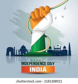 happy independence day india.15th August background. vector illustration design - Shutterstock ID 2181308921