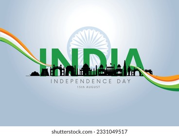 feliz día de la independencia India. 15 de agosto antecedentes. diseño de ilustración de vector abstracto