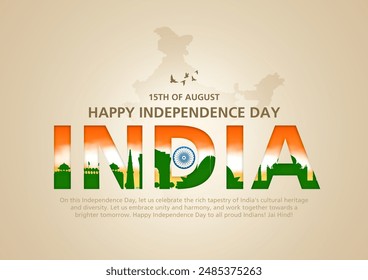 Feliz Día de la Independencia India. 15 de agosto de fondo. diseño de Ilustración vectorial