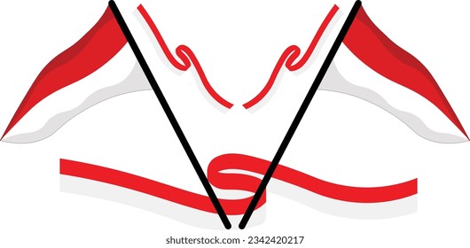 Happy independence day Indonesia 17th august. Hands holding with Indonesian flag. Vector illustration design.