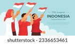 Happy independence day Indonesia. August 17. Indonesia independence day celebration. Indonesian independence day background. vector illustration. poster, banner, greeting card. wavy Indonesian flag.