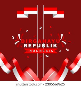 Happy Independence day Indonesia greeting card design. abstract vector illustration design.