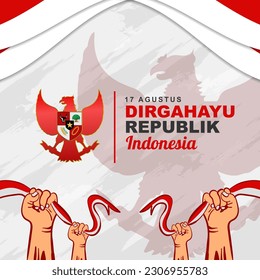 Happy Independence day Indonesia greeting card design. abstract vector illustration design.