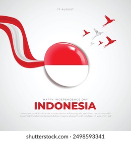 Happy Independence Day Indonesia Greeting Card and Social Media Post. 17 August - Indonesia Independence Day Modern and Minimal Banner Vector Illustration