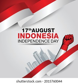 happy independence day Indonesia greetings. vector illustration design