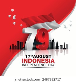 happy Independence day Indonesia greetings. abstract vector illustration design.