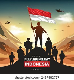 happy Independence day Indonesia greetings. abstract vector illustration design.