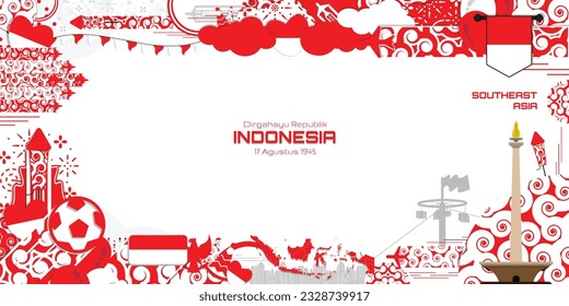 Happy Independence Day of Indonesia, illustration background design, dirgahayu republik indonesia