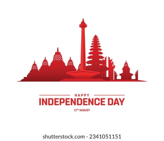 Happy Independence day Indonesia, Indonesia Independence day, Indonesia National Flag, 17th August, 17 August, National Day, Independence Day, Landmarks Independence Vector Eps Typography Design