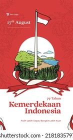 Happy independence day of indonesia vector handdrawn illustration