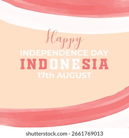 Feliz Día de la Independencia Indonesia Vector Acuarela Diseño Tarjeta de Plantilla