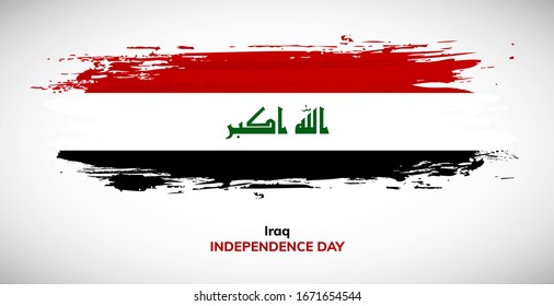Happy independence day of Iraq. Brush flag of Iraq vector illustration. Abstract watercolor concept of national brush flag background. Brush stroke background.