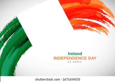 Happy Independence day of Ireland. Watercolor brush stroke flag background. Classic national country flag with Abstract watercolor grunge brush flag.