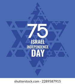 Happy Independence Day of Israel, 75-celebration. Israel Independence Day vector Illustration with the Star of David. 