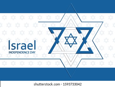 Happy Independence day of Israel card with gold paper cut style on blue color background for festive 72 years national’s anniversary of Israel (translation : Happy Independence day of Israel)