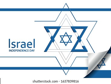 Happy Independence day of Israel card with blue paper cut style on white color background for festive 72 years national’s anniversary of Israel of  (translation : Happy Independence day of Israel)