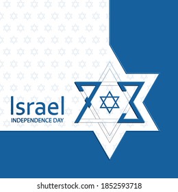 Happy Independence day of Israel card with blue paper cut style on white color background for festive 73 years national’s anniversary of Israel of  (translation : Happy Independence day of Israel)