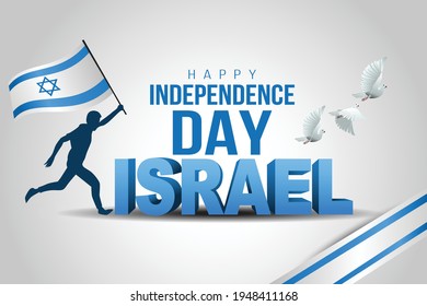 happy independence day Israel. stylish 3d letter with israel flag. vector illustration design