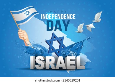 happy independence day Israel. stylish 3d letter with Israel flag. vector illustration design