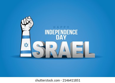 happy independence day Israel. stylish 3d letter with Israel flag. vector illustration design