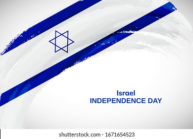 Happy Independence day of Israel. Watercolor brush stroke flag background. Elegant national country flag with Abstract watercolor grunge brush flag.