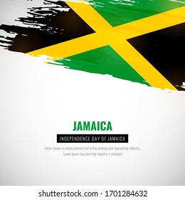 Happy independence day of Jamaica with brush style watercolor country flag background