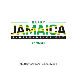 Happy Independence day Jamaica, Jamaica Independence day, Jamaica, National Flag of Jamaica, 6th August, 6 August, National Day, Concept Typographic Design Typography Vector Eps Icon Illustration 