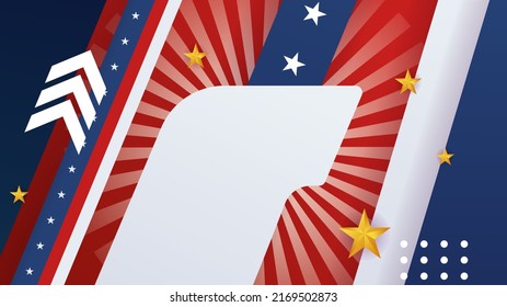 Happy Independence Day July 4, abstract background with red and blue balloon, usa flag decoration. Vector illustration for Independence day, Presidents day in USA. Design for greetings card or banner
