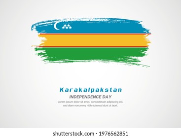 Happy Independence Day of Karakalpakstan. Abstract country flag on hand drawn brush stroke vector patriotic background.