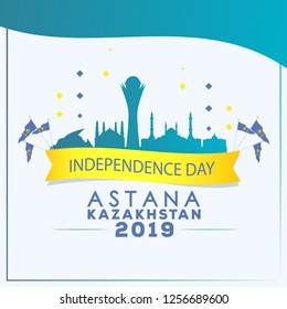 happy independence day of kazakhstan banner layout design with text and national flag in brush stroke style on a white background - Vector 