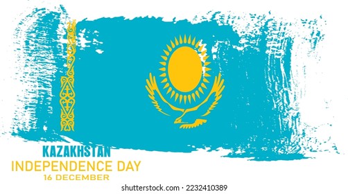 Happy Independence day of Kazakhstan. Watercolor brush stroke flag background.Creative national country flag with Abstract watercolor grunge brush flag. - Shutterstock ID 2232410389