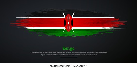 Happy independence day of Kenya with watercolor grunge brush flag background