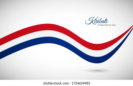 Happy independence day of Kiribati. Creative shiny wavy Kiribati flag background with text typography.