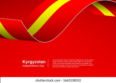 Happy independence day of Kyrgyzstan. Abstract waving flag banner background. Greeting patriotic nation vector.