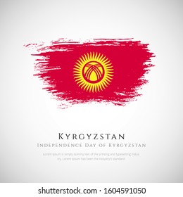 Happy independence day of Kyrgyzstan greeting background. Creative Independence day of Kyrgyzstan patriotic background with Kyrgyzstan brush stroke national flag.