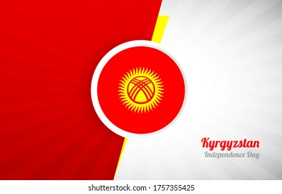 Happy independence day of Kyrgyzstan greeting background. Abstract Kyrgyzstan country flag illustration