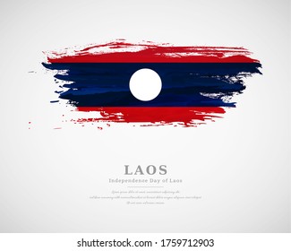 Happy independence day of Laos with artistic watercolor country flag background