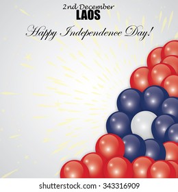 happy independence day of laos vector with flag colors as balloons
