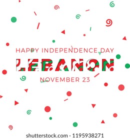 happy independence day of lebanon banner design layout with paper cut colorful layered text. vector illustration for greeting cards, posters, invitations, brochures