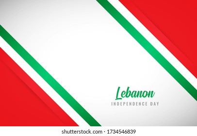 Happy Independence day of Lebanon with Elegant Lebanon national country flag greeting background