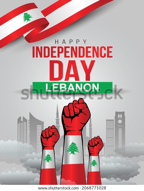 Happy Independence Day Lebanon Greetings Vector Stock Vector (Royalty ...